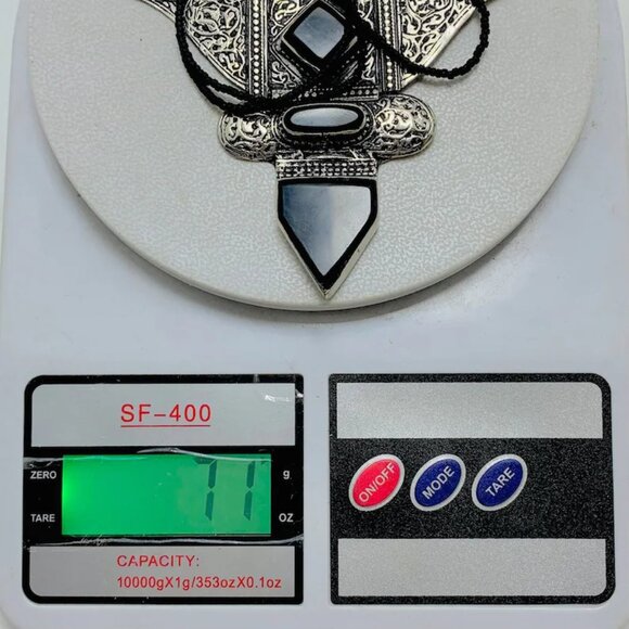 Antique Black Nepalese Triangular Pendant Necklace, Boho Chic Necklace - Picture 11 of 11